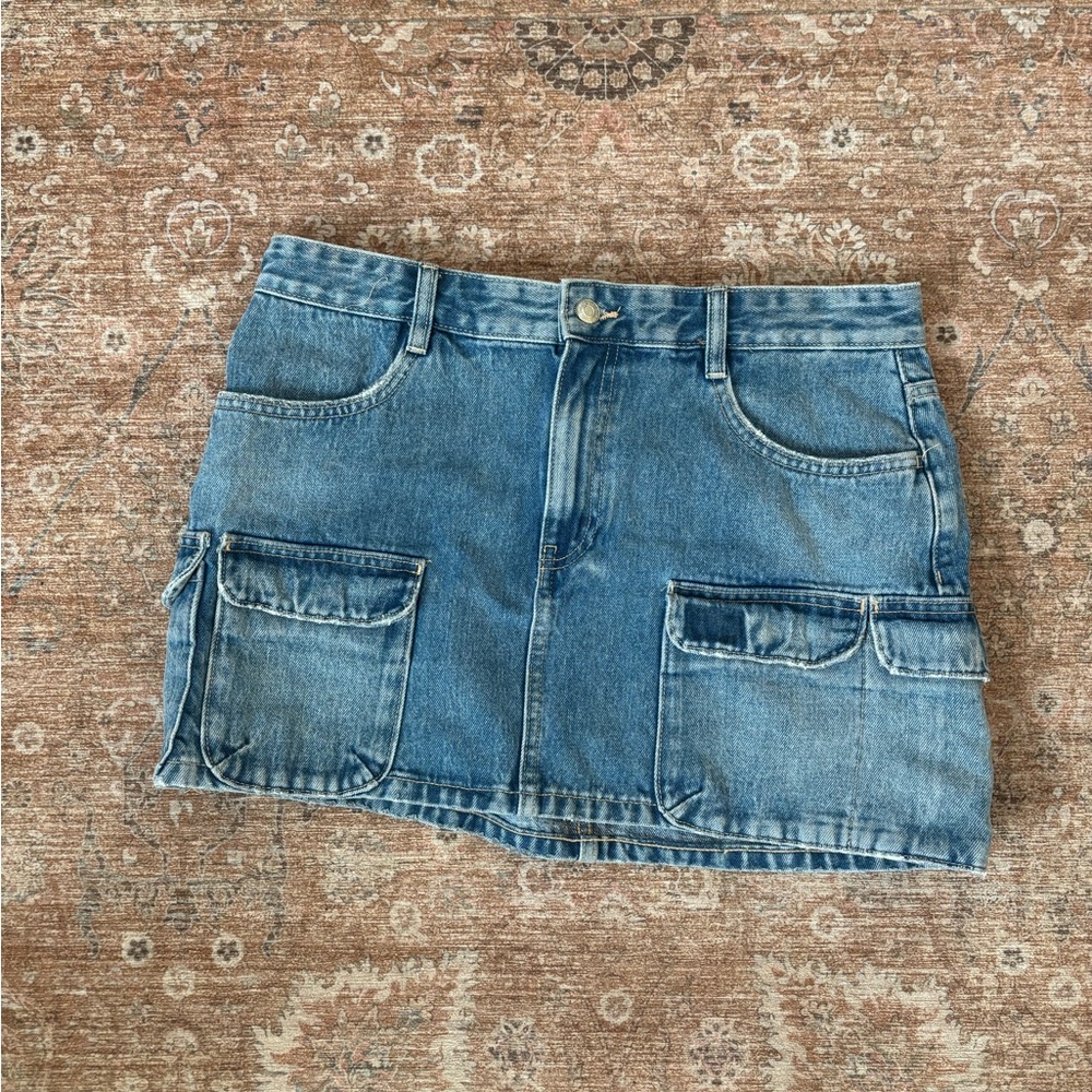 Zara Blue Denim Mini Skirt with Pockets